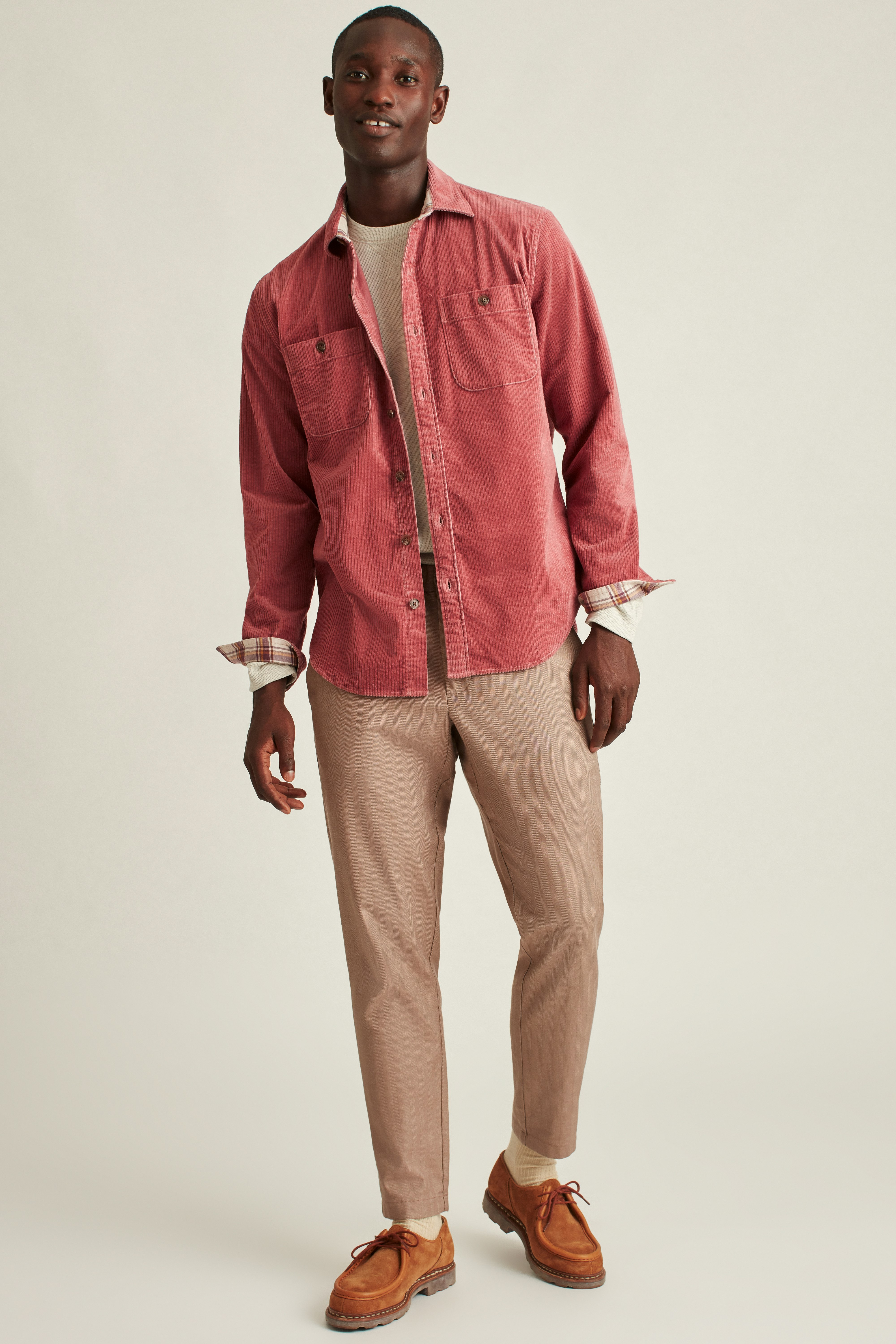 Regular Fit Linen-mix trousers - Salmon pink - Men | H&M
